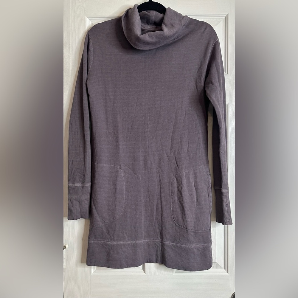 Athleta Women's Cowl Neck Eco Wash Knit Dress with Thumb Holes, Size XS